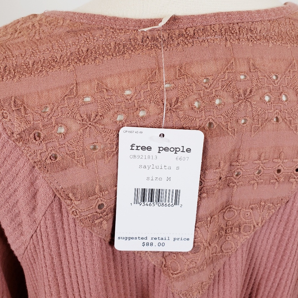 Free People Bell Sleeve Top Fall Shirt NWT - Picture 5 of 5